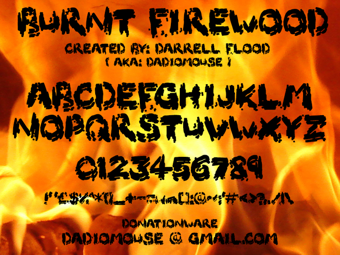 Burnt Firewood Font poster