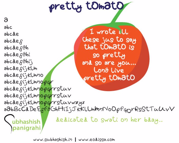 Pretty tOmAtO Font poster