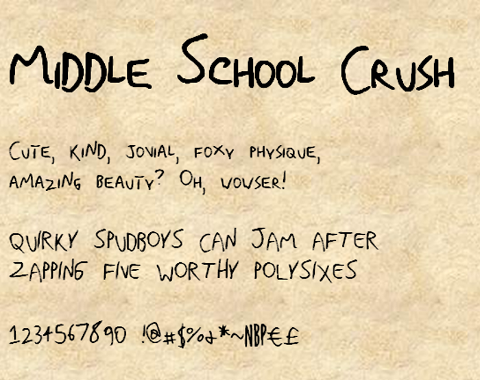 MiddleSchoolCrushNBP Font poster