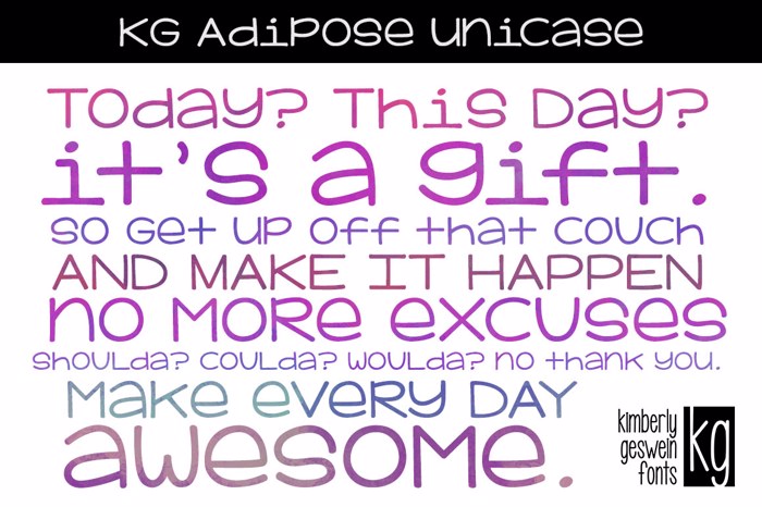 KG Adipose Unicase Font poster