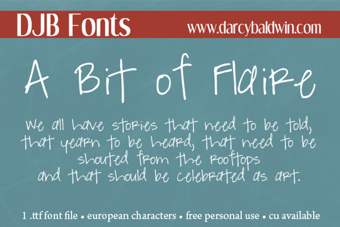 DJB A Bit of Flaire Font poster