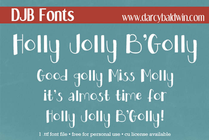 DJB HOLLY JOLLY B'GOLLY Font poster