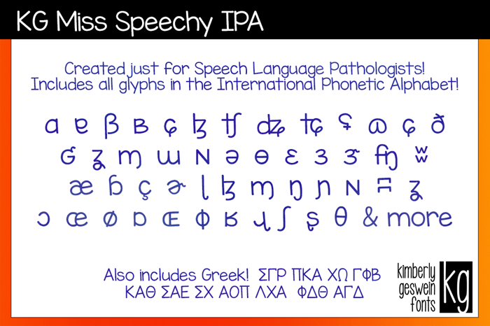 KG Miss Speechy IPA Font poster