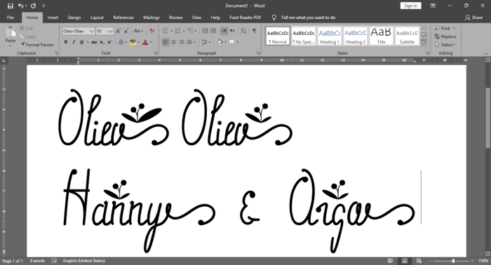Oliev Oliev Font poster