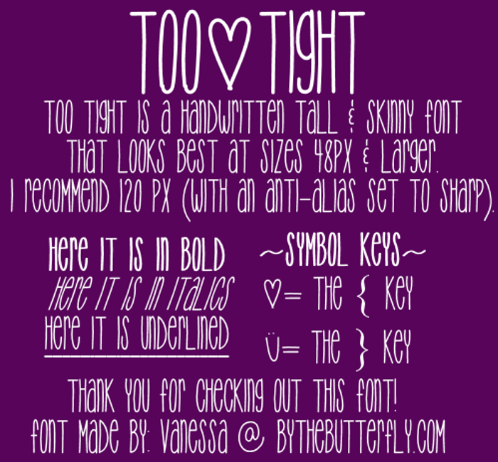 TooTight Font poster