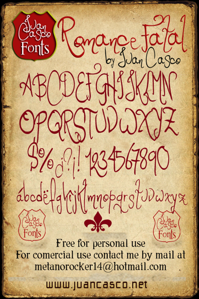 Romance Fatal Font poster