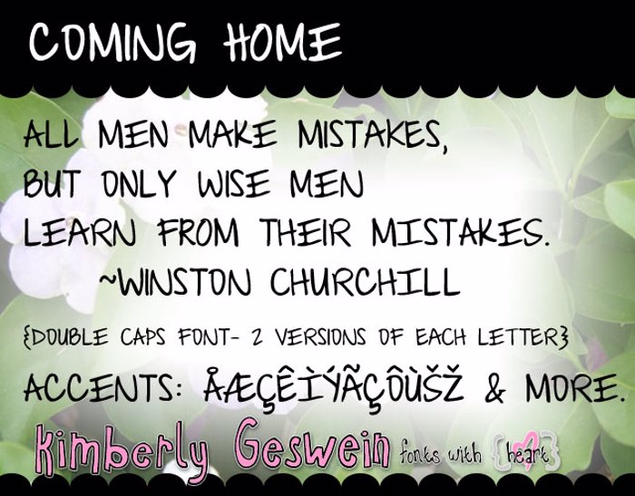 Coming Home Font poster