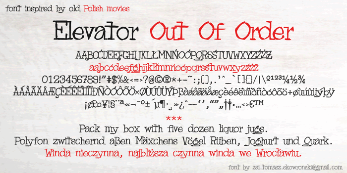 Elevator Out Of Order Font poster