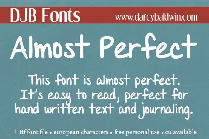 DJB Almost Perfect Font poster