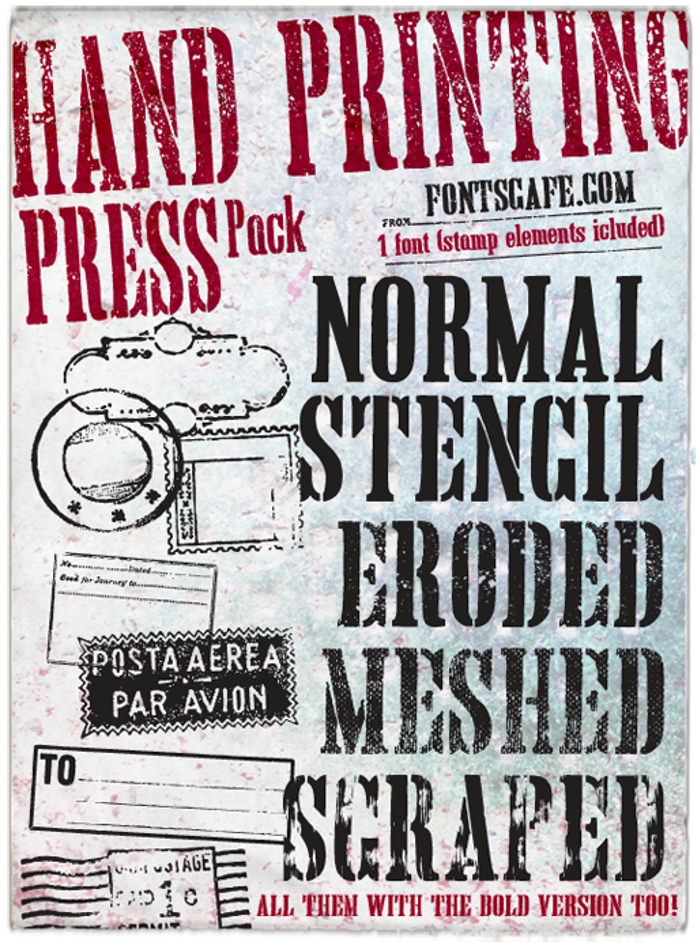 Hand Printing Press Stencil Font poster