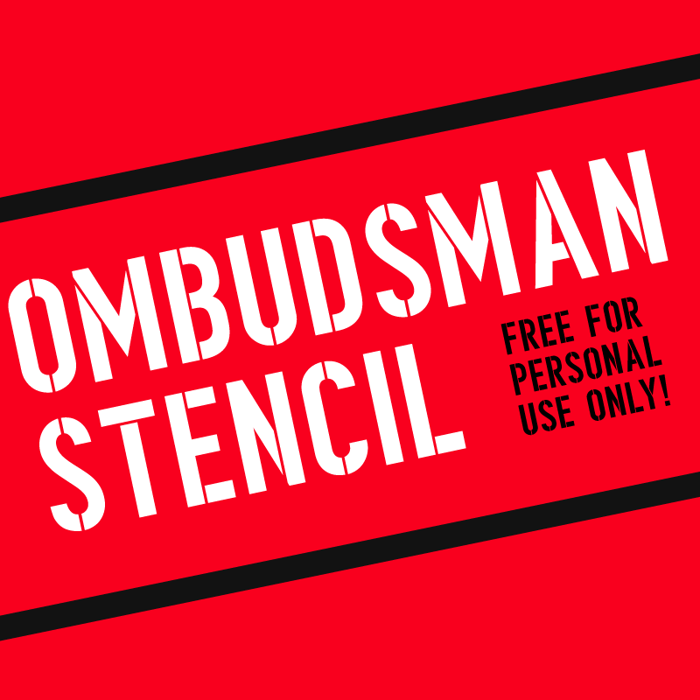 Ombudsman Stencil Font poster