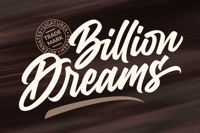 Billion Dreams Font poster