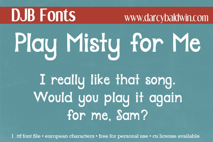 DJB Play Misty for Me Font poster