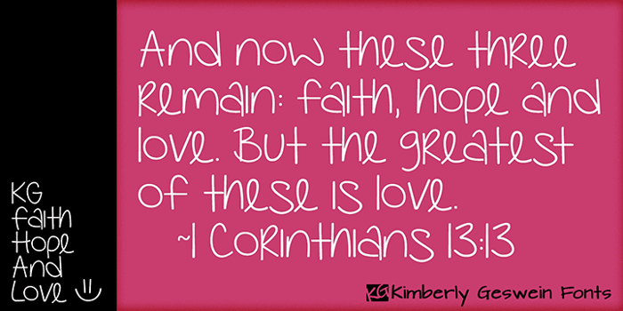 KG Faith Hope and Love Font poster