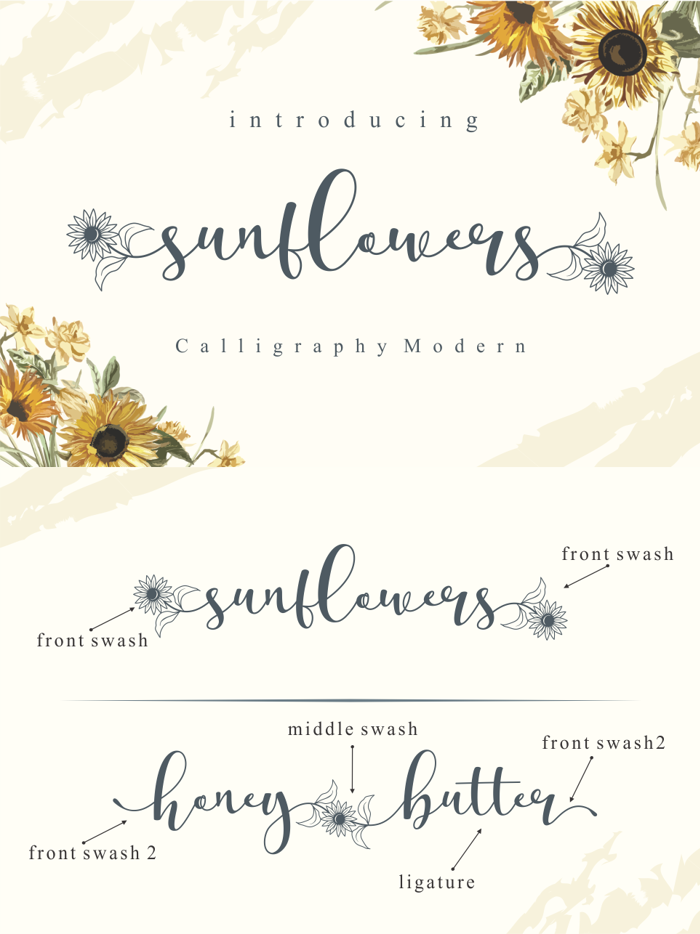 Falling script. Шрифт made Sunflower. Шрифт Подсолнухи.