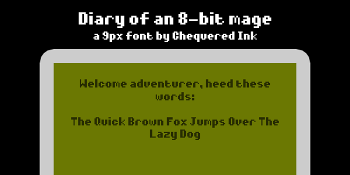 Diary of an 8-bit mage Font poster