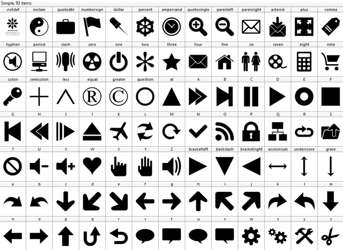Font 90 Icons