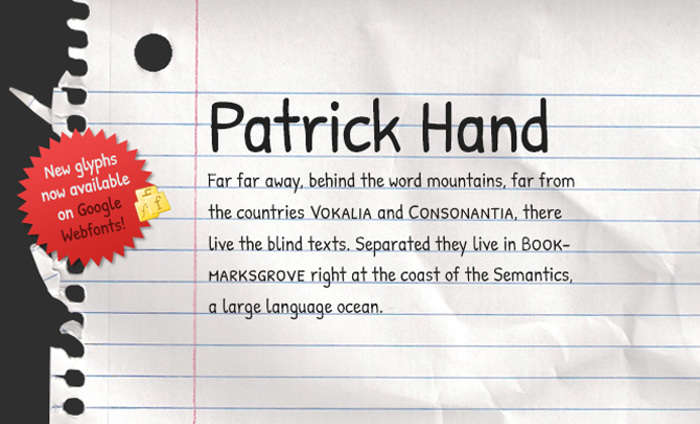 Patrick Hand Font poster