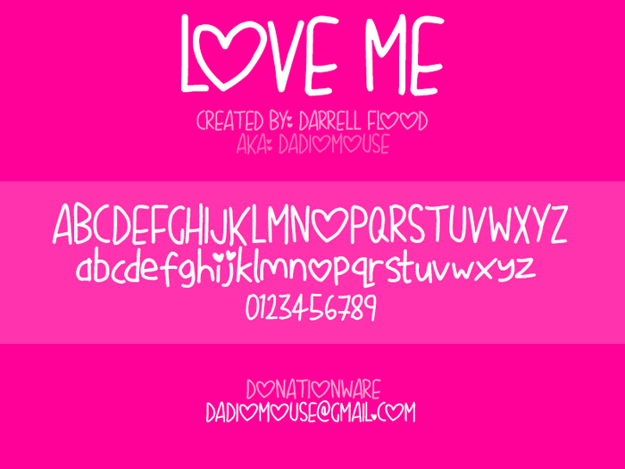 Love Me Font poster