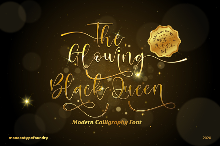 The Glowing Black Queen Font poster