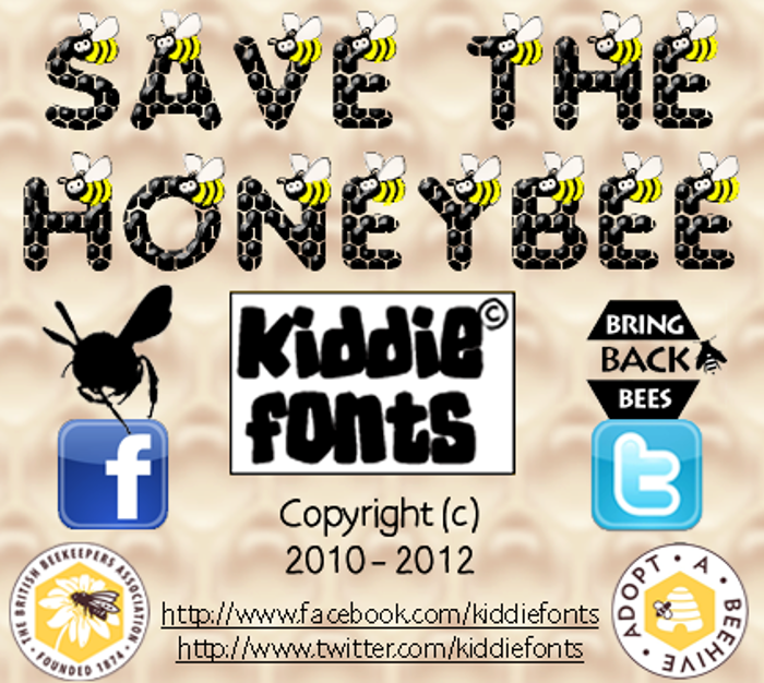 SAVE THE HONEYBEE Font poster