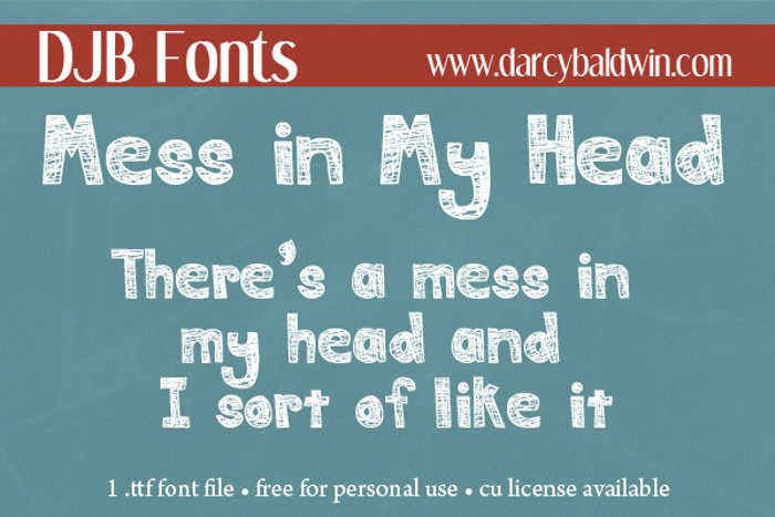 DJB MESS IN MY HEAD Font poster