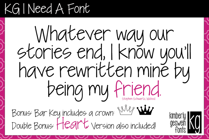 KG I Need A Font poster