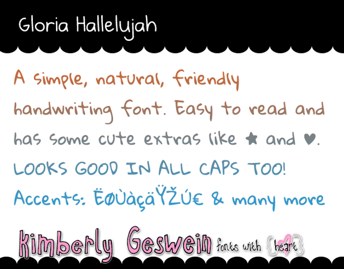 Gloria Hallelujah Font poster