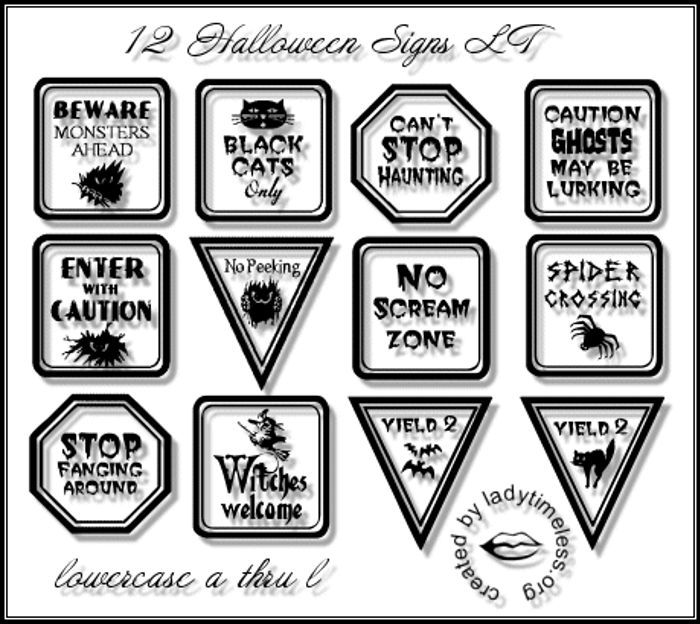 12 Halloween Signs LT Font poster