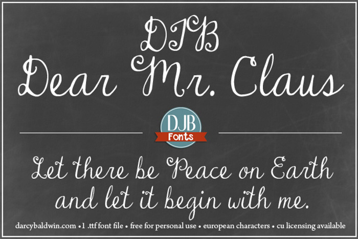 DJB Dear Mr Claus Font poster