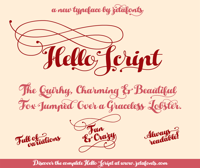 Hello Script Font poster