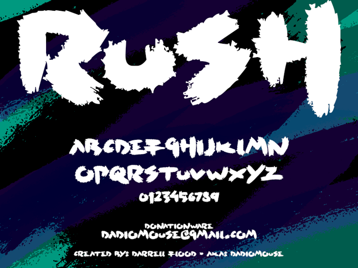 Rush Font poster