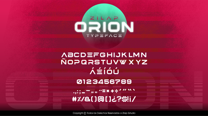 Zilap Orion Font poster