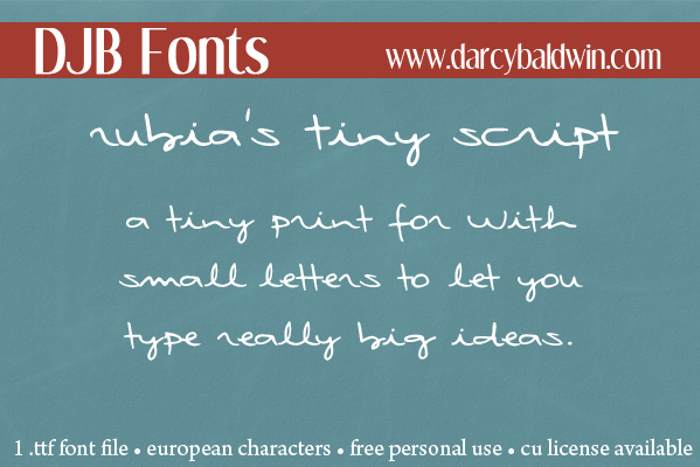 DJB Rubia's Tiny Script Font poster