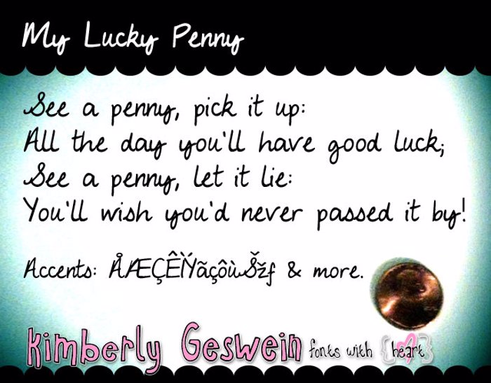 My Lucky Penny Font poster