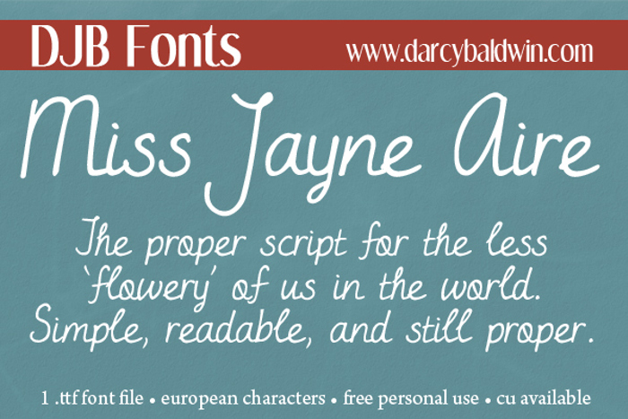 DJB Miss Jayne Aire Font poster