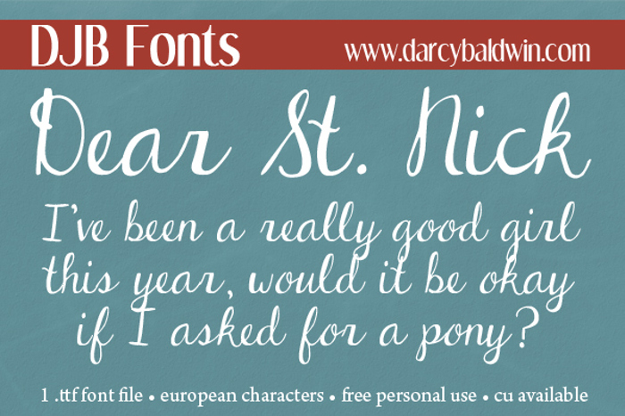 DJB Dear St. Nick Font poster