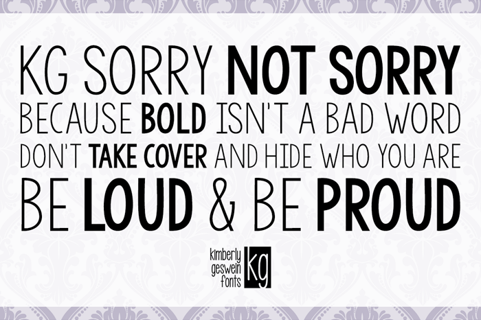 KG Sorry Not Sorry Font poster