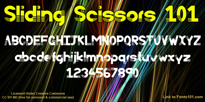 Sliding Scissors 101 Font poster