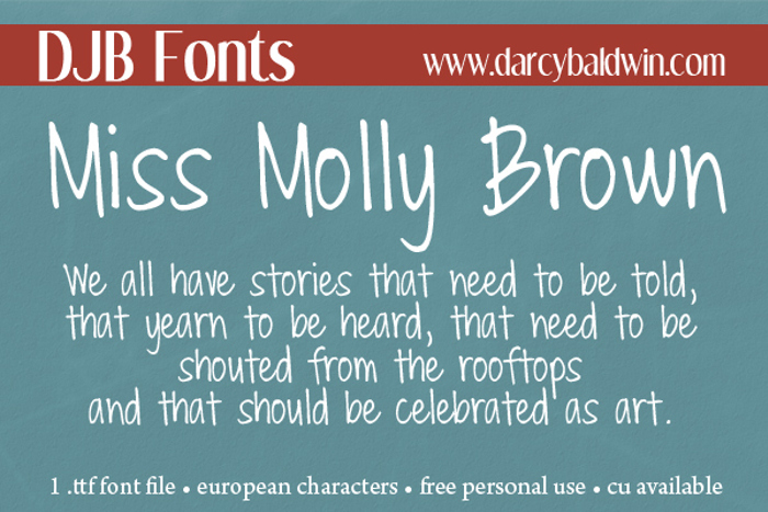DJB Miss Molly Brown Font poster