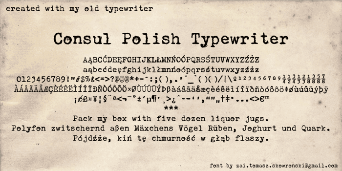 Consul Polish Typewriter Font poster