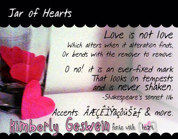 Jar of Hearts Font poster