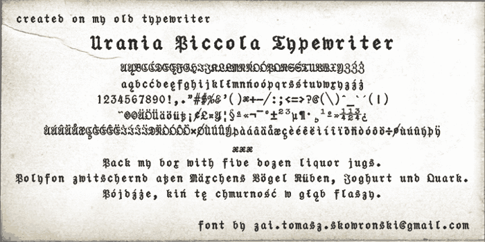 Urania Piccola Typewriter Font poster
