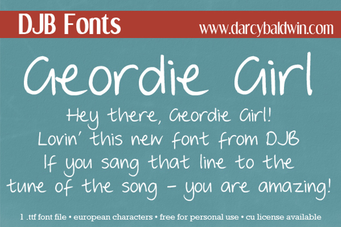 DJB GEORDIE GIRL Font poster