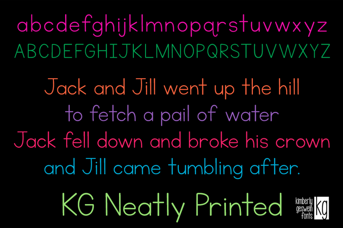 KG Neatly Printed Font poster