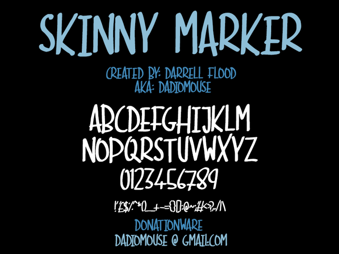 Skinny Marker Font poster