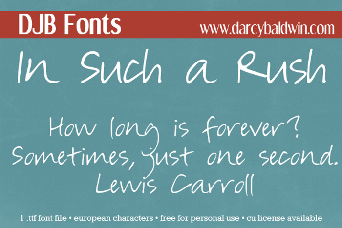 DJB In Such a Rush Font poster