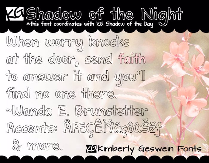 KG Shadow of the Night Font poster