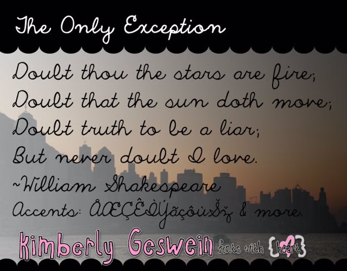 The Only Exception Font poster