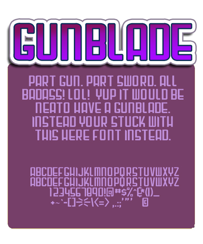 Gunblade Font poster